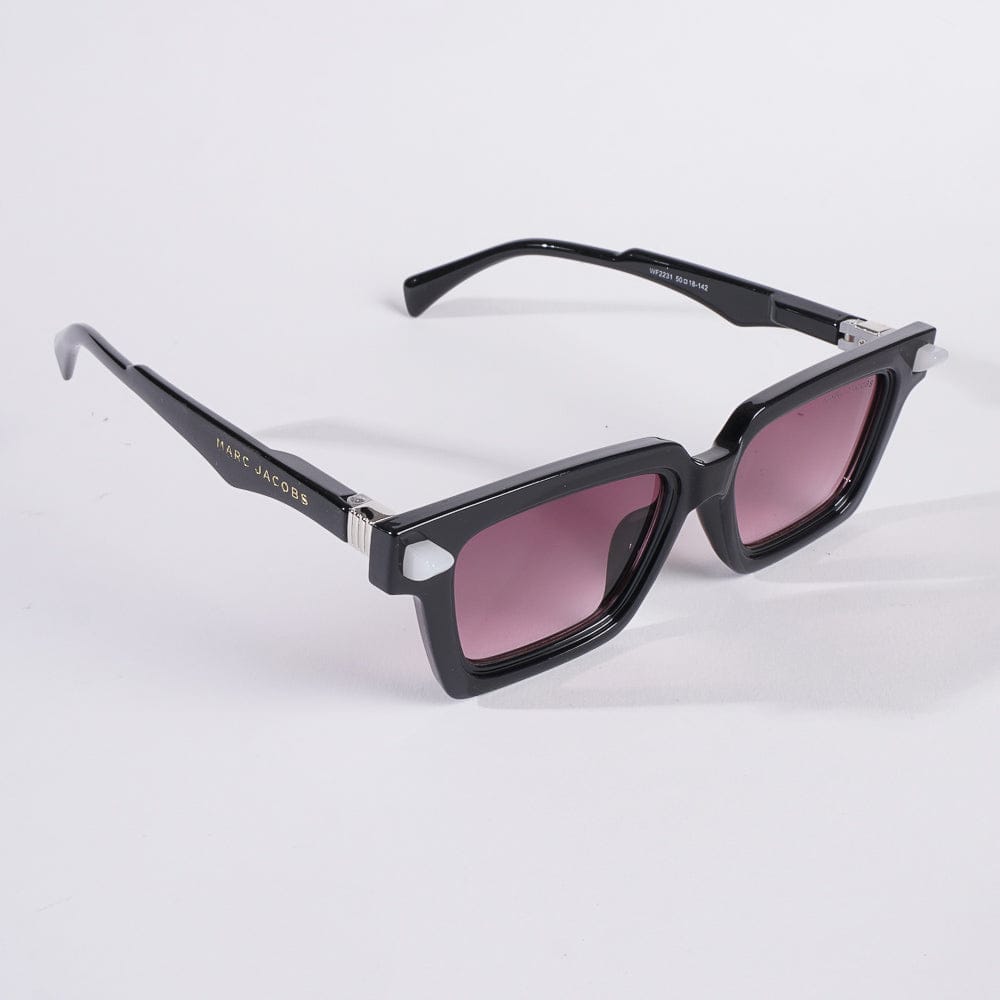 "Marc Jacobs Square Frame Sunglasses - Black with Pink Lenses"